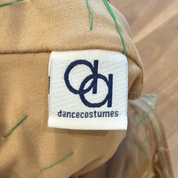 Beige Kids One-Piece Bodysuit with Green Velvet Leaf Appliqué - Picture 3 of 4